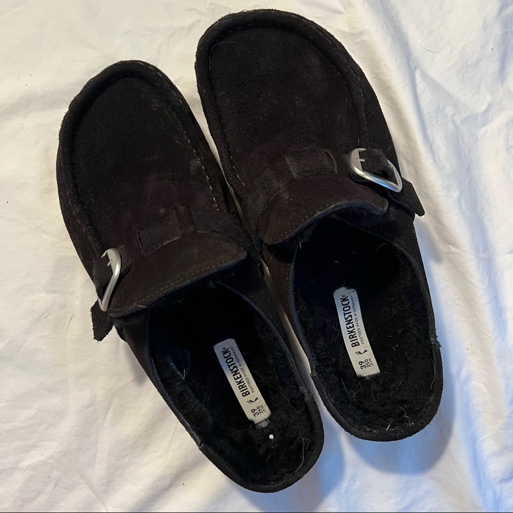 Birkenstock Buckley Shearling loafers in black size 8